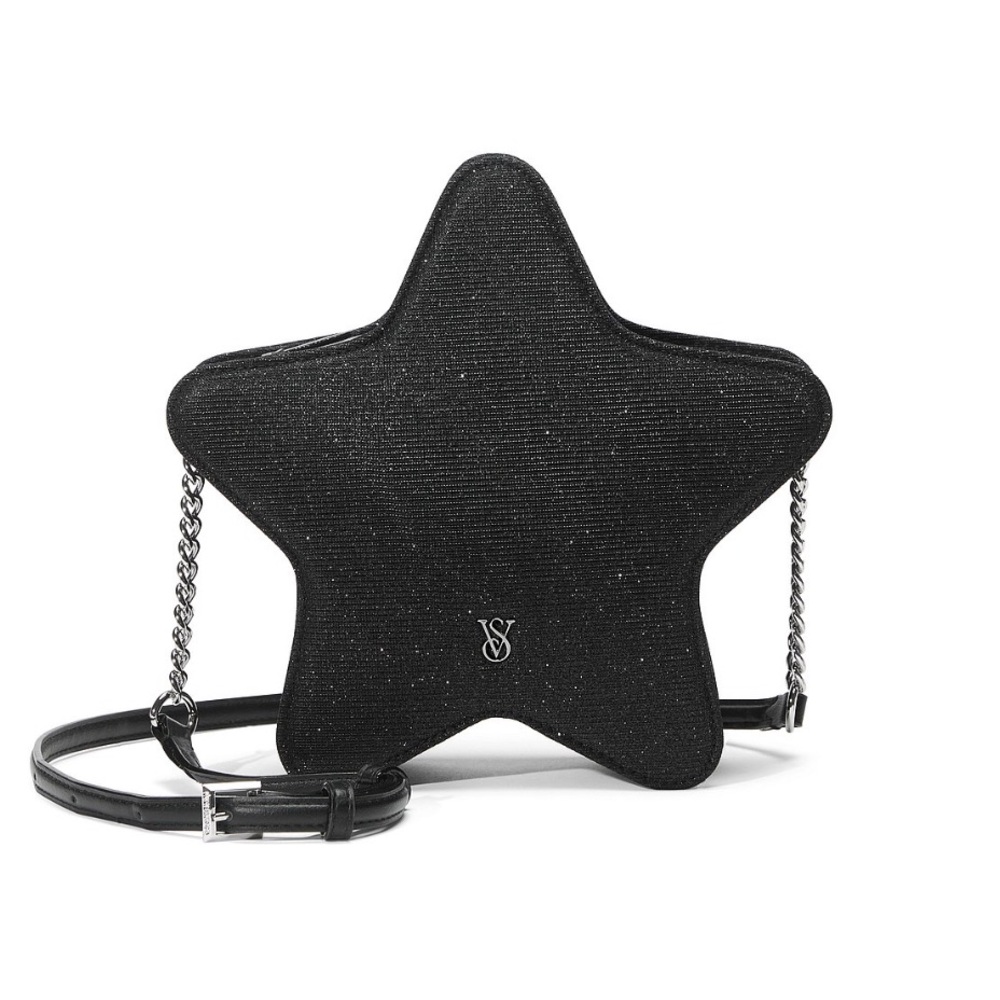 NWT Victoria’s Secret Black Glitzy Star Crossbody Bag